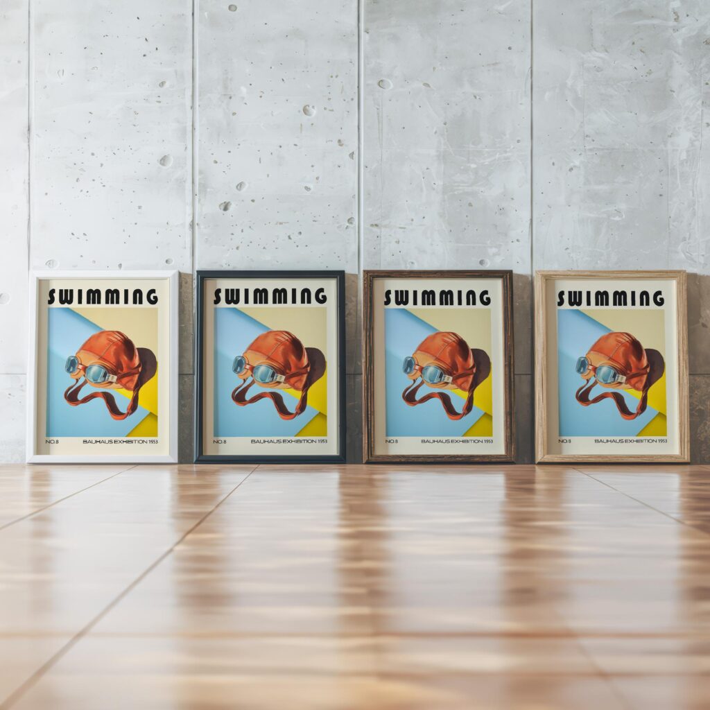 swimming cap mid century print retro style 2