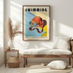 swimming cap mid century print retro style 6