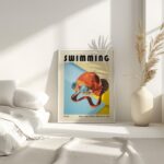 swimming cap mid century print retro style 7