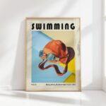 swimming cap mid century print retro style 8