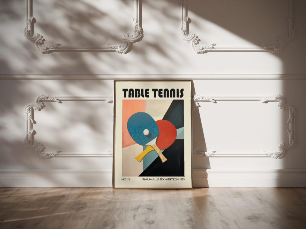 table tennis mid century print bold color blocks