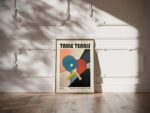 table tennis mid century print bold color blocks