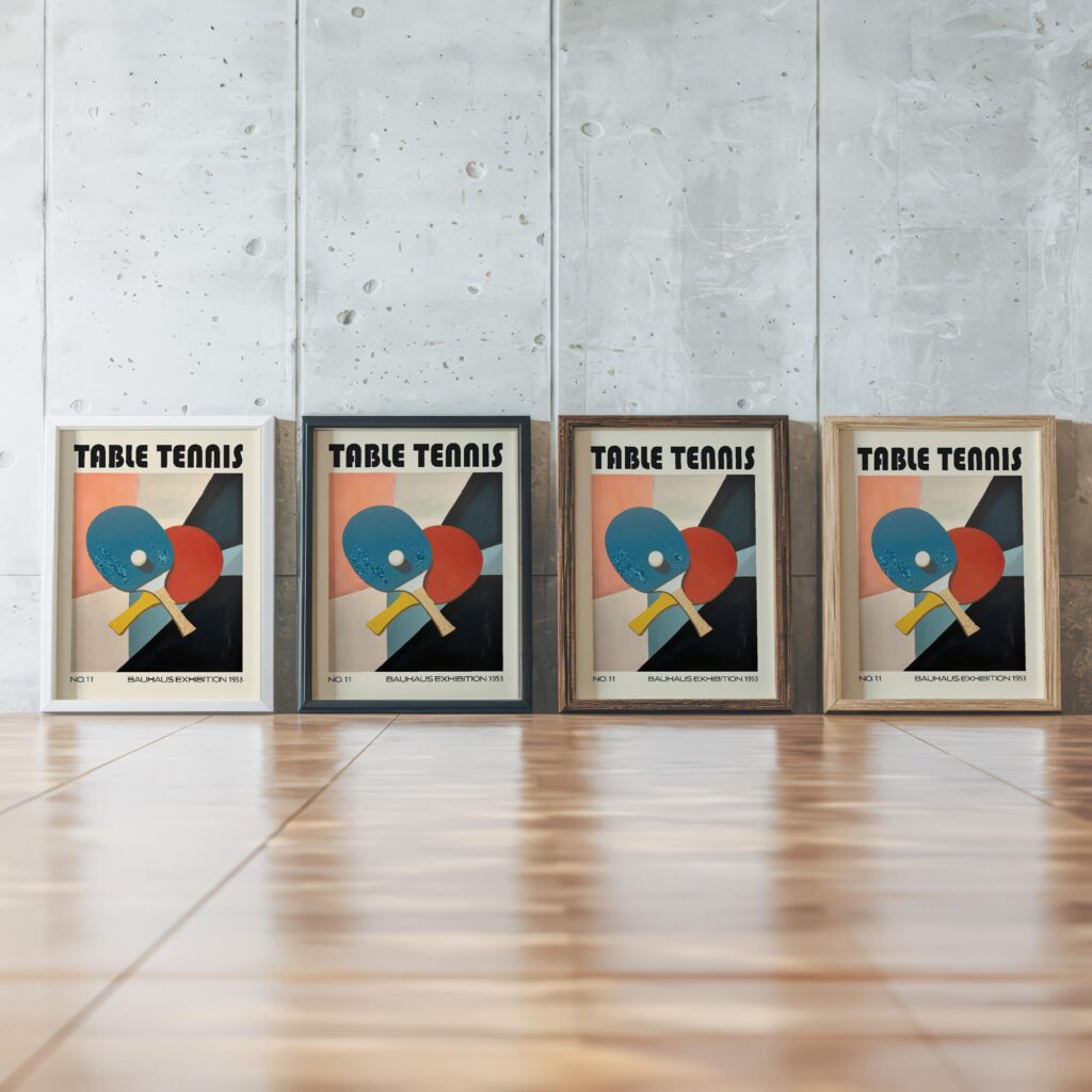 table tennis mid century print bold color blocks 2