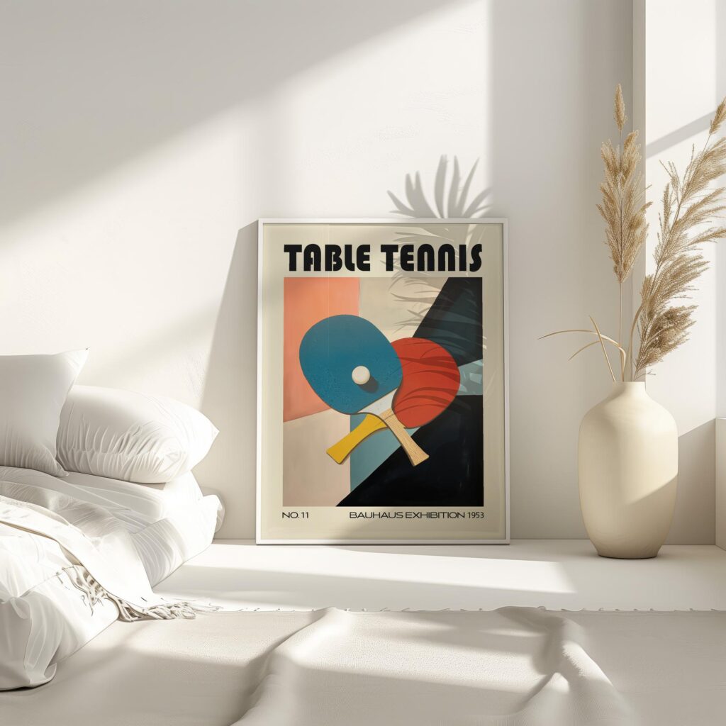 table tennis mid century print bold color blocks 7