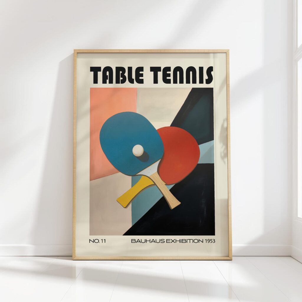 table tennis mid century print bold color blocks 8