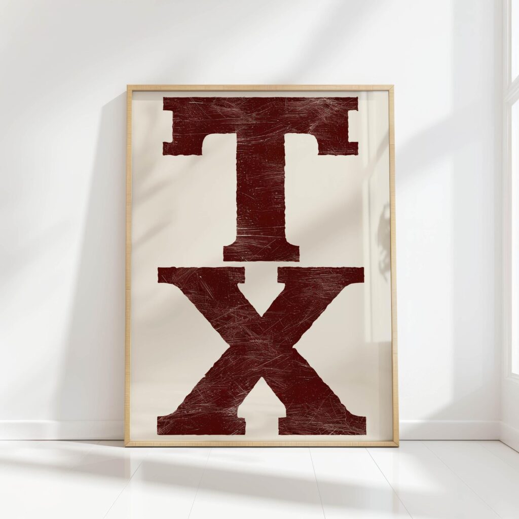 texas tx typography print western poster
