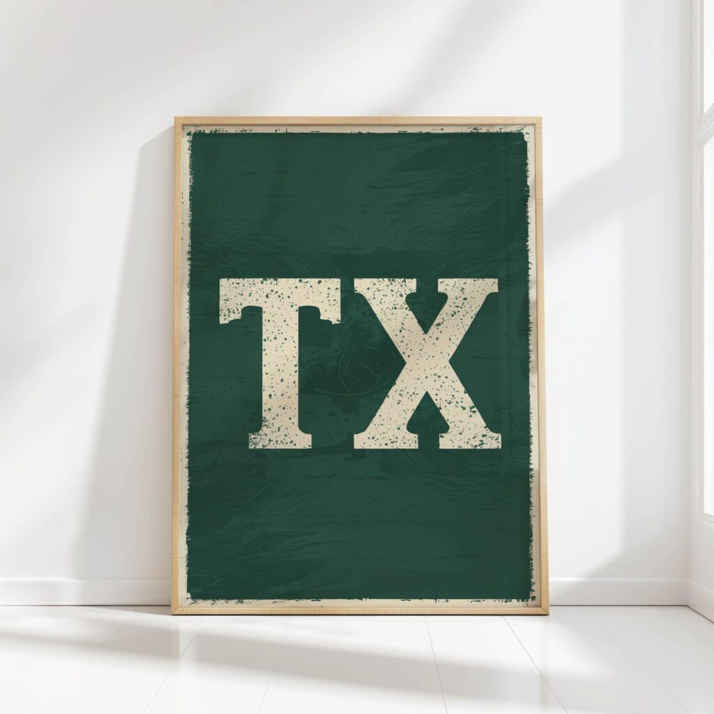 texas tx typography print with vintage texture