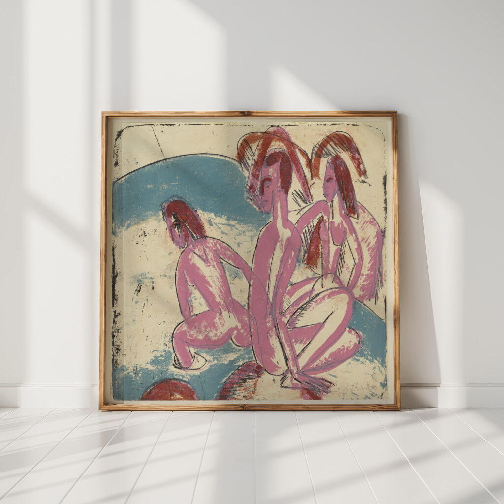 three bathers on stones fehmarn 1913 ernst ludwig kirchner high quality print