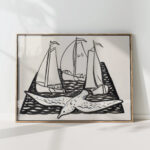 three sailing ships and a seagull 1891 leo gestel high quality print