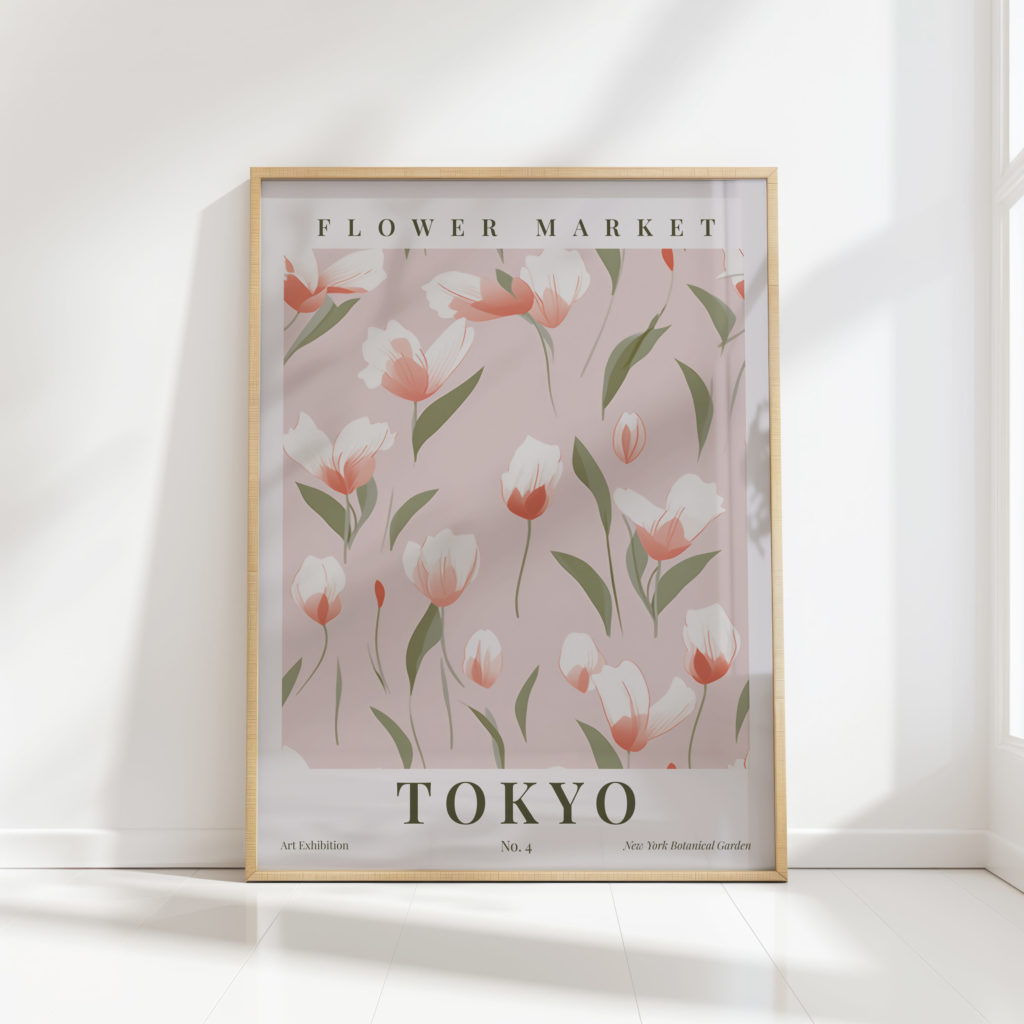 tokyo flower market themed artistic print