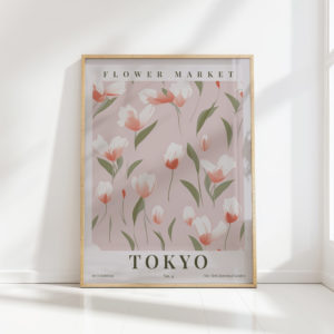 tokyo flower market themed artistic print