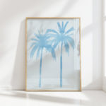 tranquil blue palm trees art print for home decor