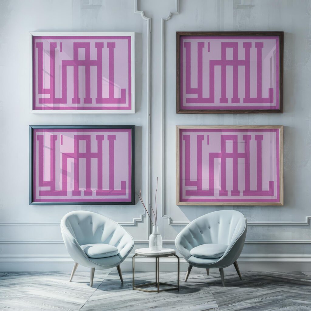 typographic 0041 yall pink textured 3x4 framed posters mockup