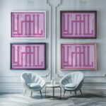 typographic 0041 yall pink textured 3x4 framed posters mockup
