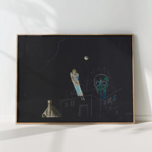 untitled collage woman moon and skull 1942 karl wiener high quality print