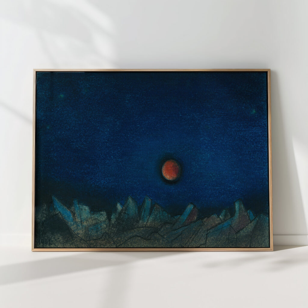 untitled red moon over ruined landscape 1942 karl wiener high quality print