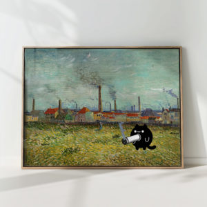 van gogh cat print funny industrial smoking poster