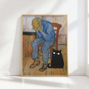 van gogh cat print funny sad poster