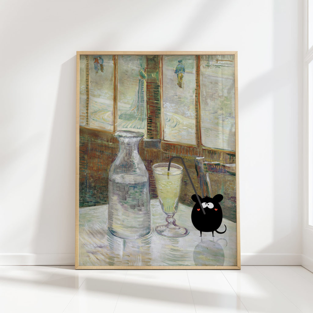 van gogh mouse print funny alcohol poster
