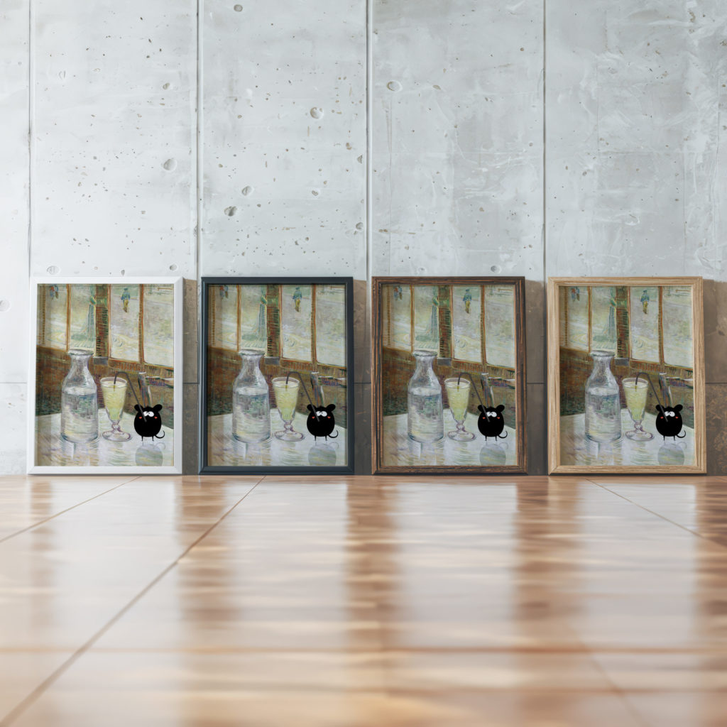 vangogh Cafe table with absinth 1887 Still Life 3x4 framed posters mockup