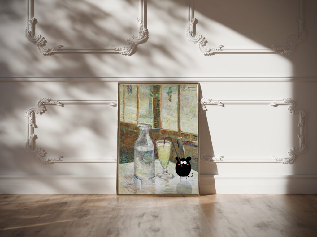 vangogh Cafe table with absinth 1887 Still Life 3x4 video mockup