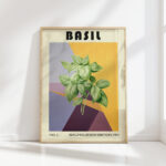 vibrant basil herb artistic print for modern decor
