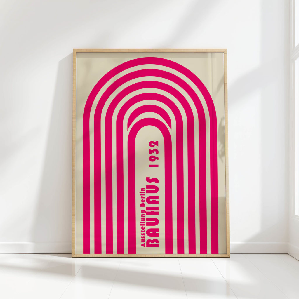 vibrant bauhaus style art print with arch motif