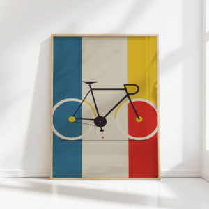 vibrant bicycle abstract art print for wall decor
