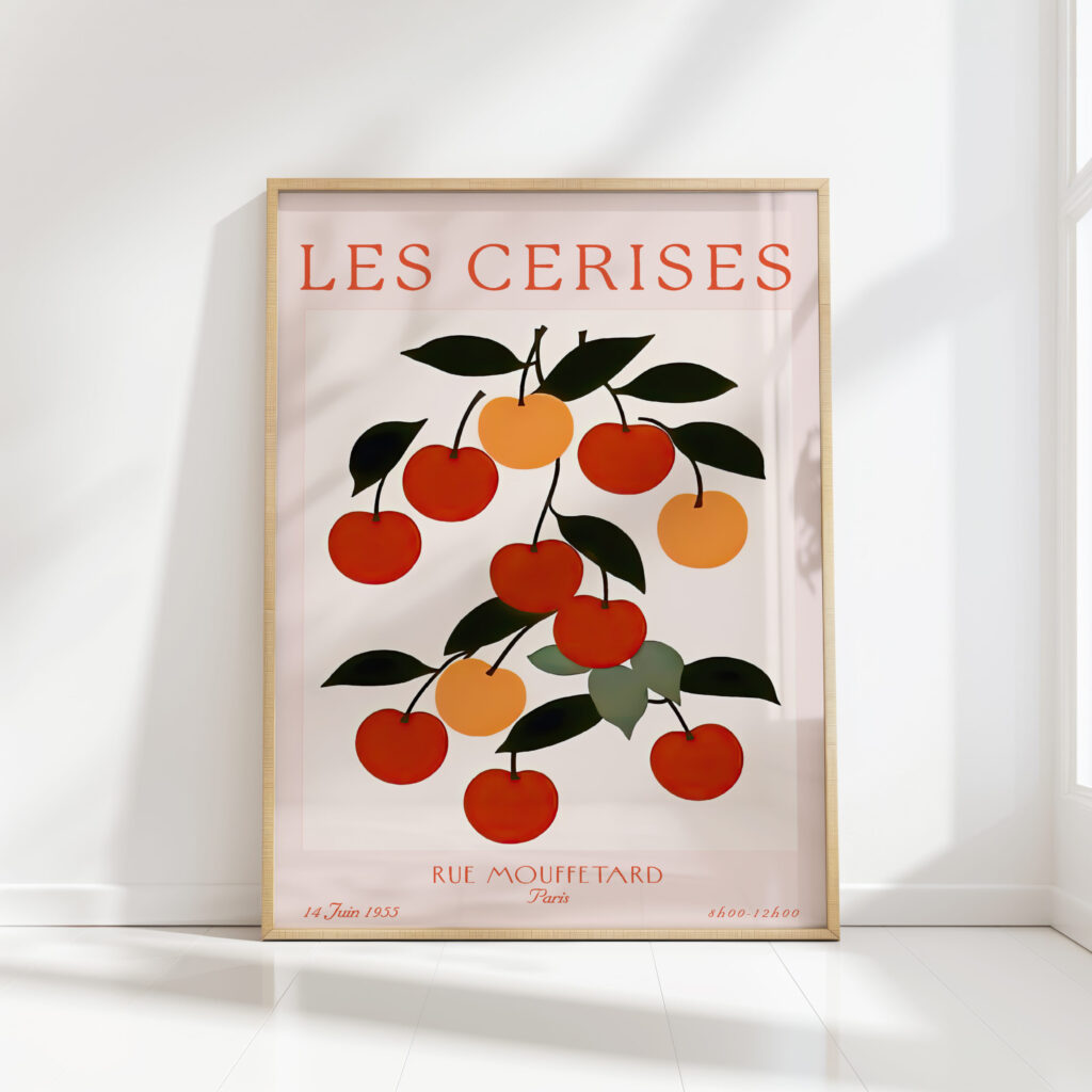 vibrant cherry artwork print for modern wall decor