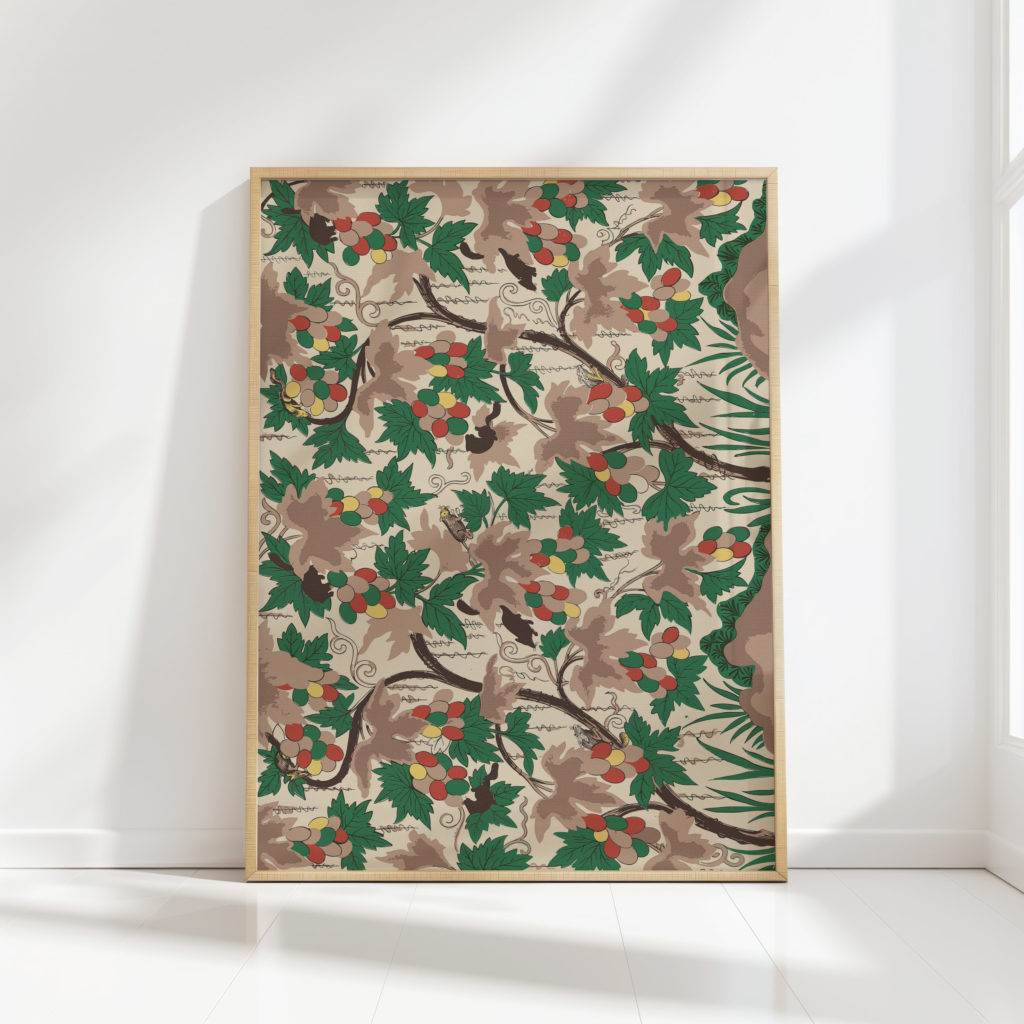 vibrant grapes and vines artwork print for wall decor