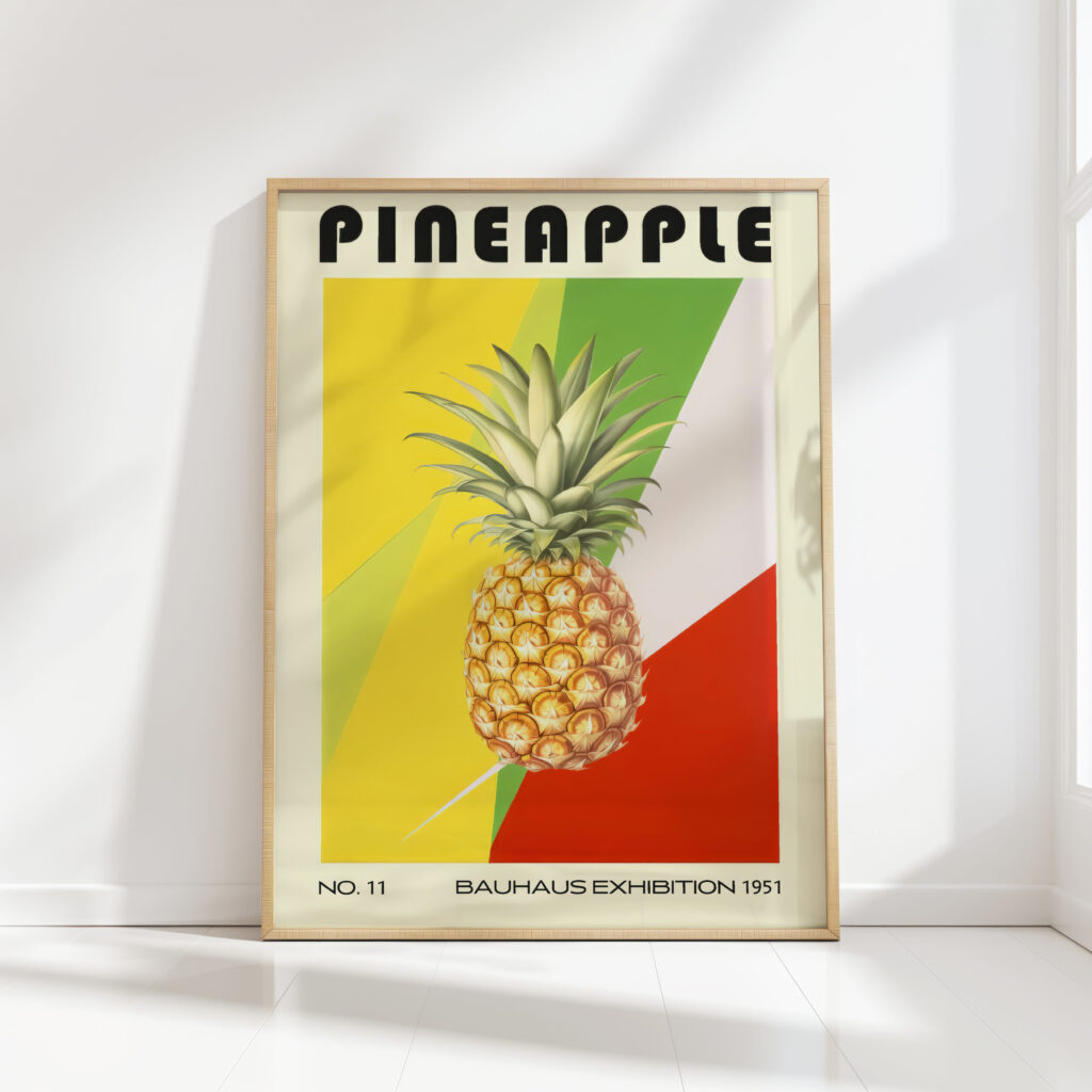 vibrant pineapple art print bold tropical theme