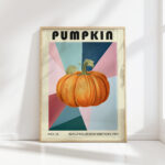 vibrant pumpkin art print bauhaus style decor