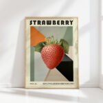 vibrant strawberry geometric art print for wall decor