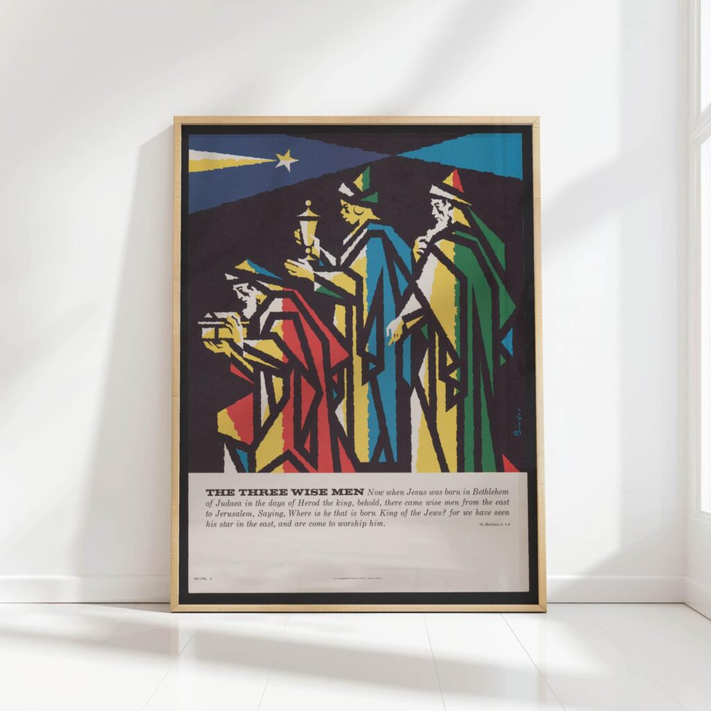 vibrant three wise men christian print joseph binder 1962
