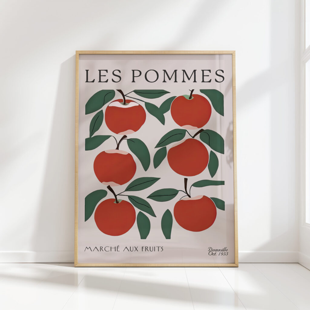 vintage apple illustration art print for kitchen decor