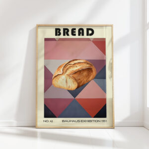 vintage bauhaus style bread art print for kitchen walls