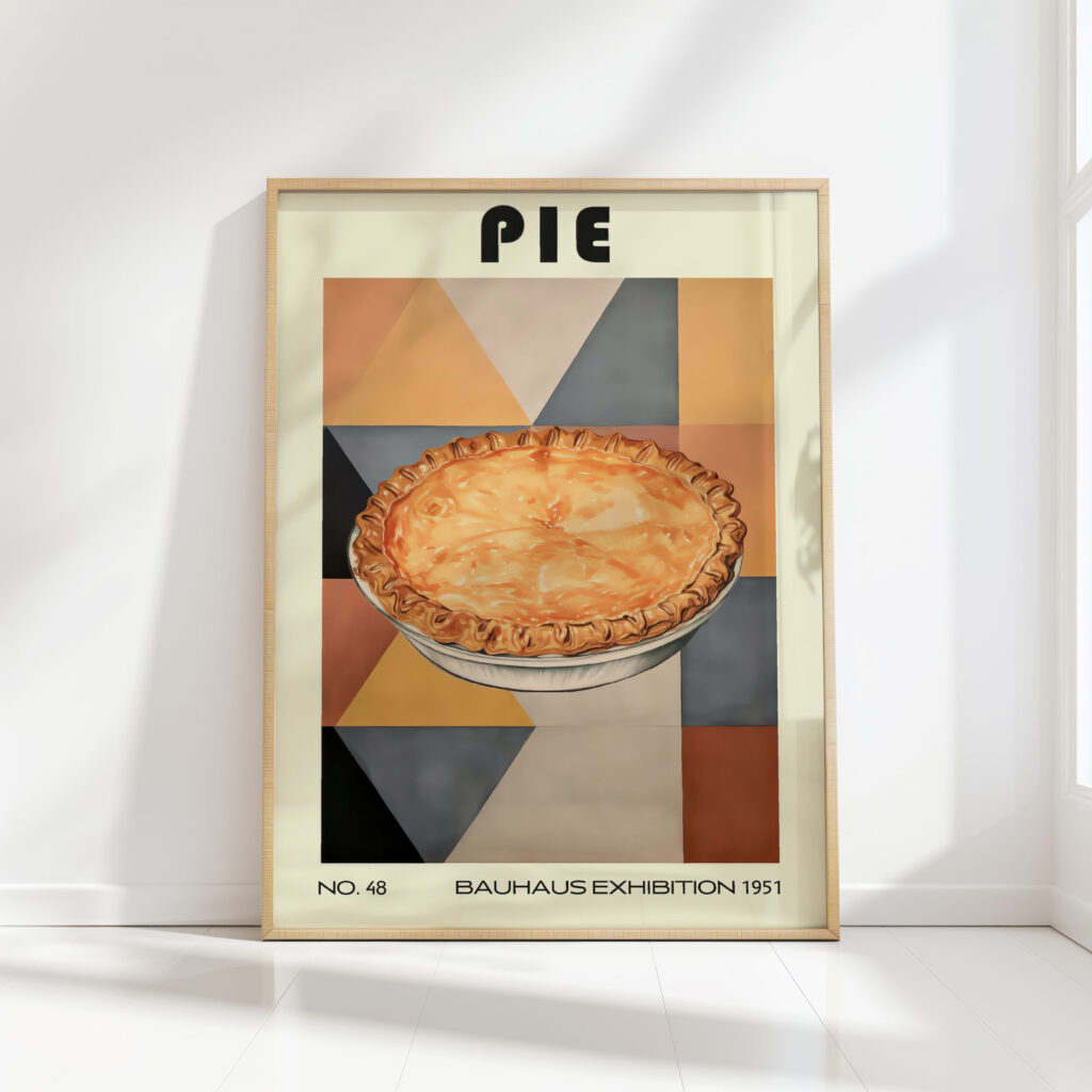 vintage bauhaus style culinary pie art print