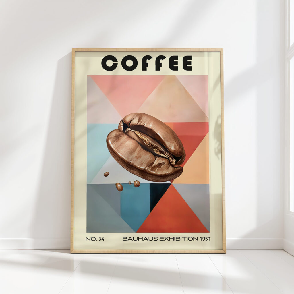 vintage coffee bean geometric art print