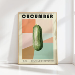 vintage cucumber bauhaus style art print for home decor
