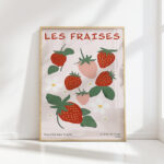 vintage french strawberry flowers art print
