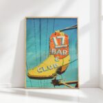 vintage neon bar club sign cowboy boot print