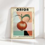 vintage onion graphic art print for kitchen decor