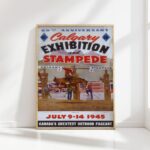 vintage rodeo cowboy print calgary stampede art