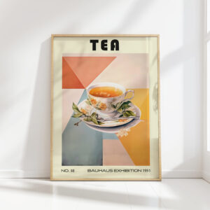 vintage tea cup art print warm aesthetic decor