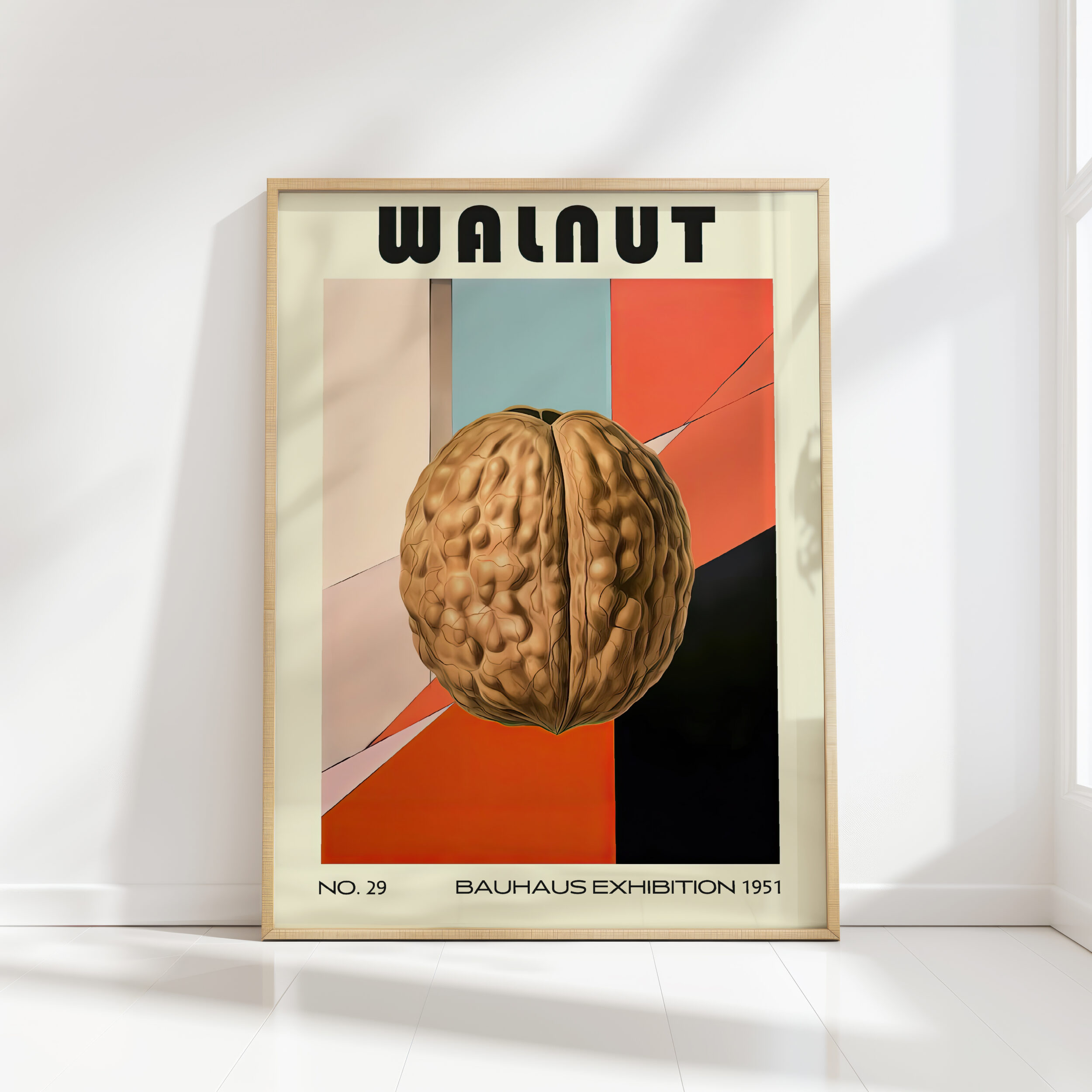 vintage walnut graphic art print for modern home decor