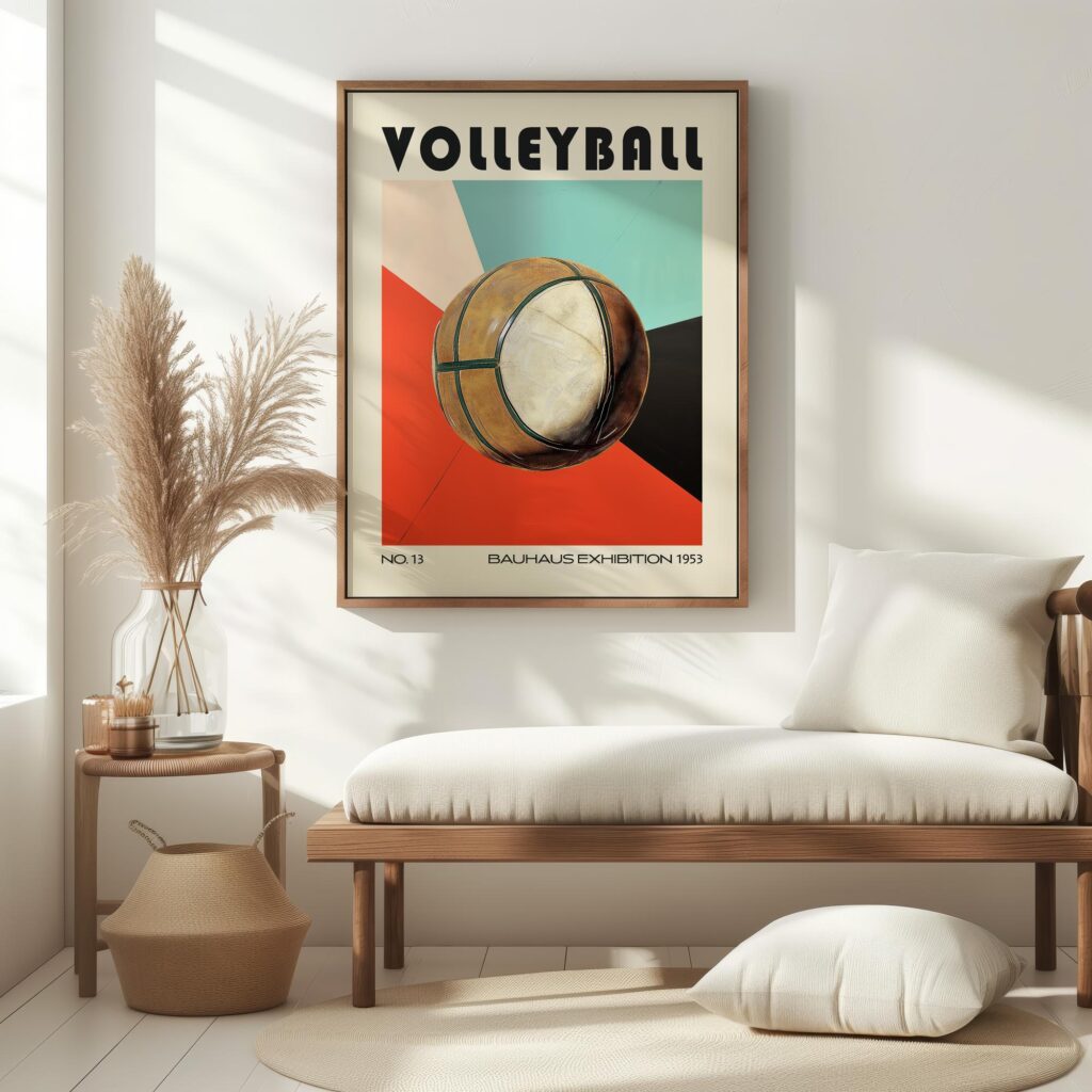 volleyball mid century print geometric backdrop 6