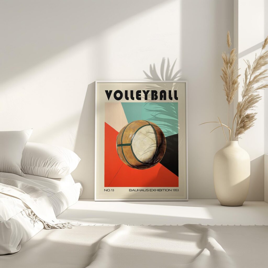 volleyball mid century print geometric backdrop 7