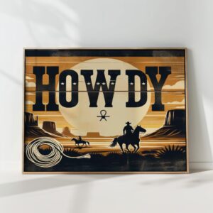 western howdy cowboy art print