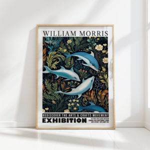 whale william morris print floral poster