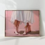 white dress cowgirl boot print preppy wall art